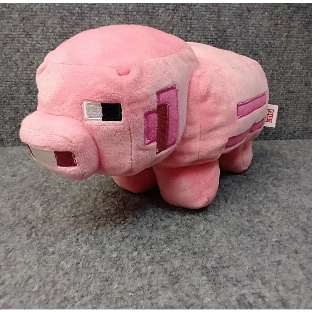 Minecraft Pig Plush Mojang Studios Pink Stuffed‎ Animal Toy 10 Inch Blocky Mob